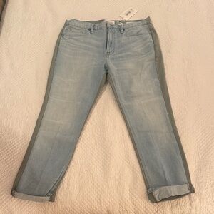 Frame Le Beau Denim two tone Light Blue front and Sage Green back.